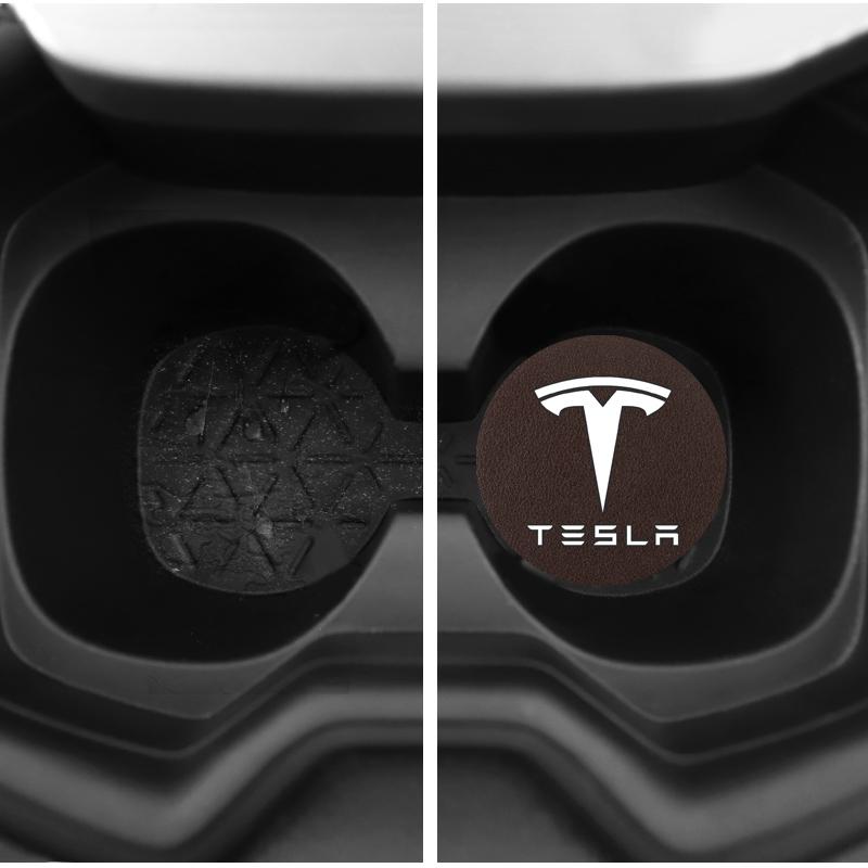AND1 2Pcs Car Cup Mats Non-Slip Resistance Waterproof Bottle Pad For Tesla Model 3 Model S Model X Model Y Cybertruck Roadster SpaceX