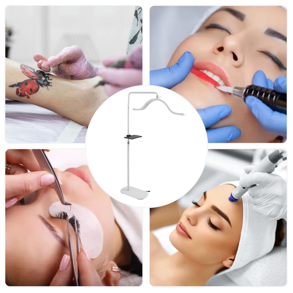 45W Beauty Lamp with Phone Clip 3200K‑5600K 350 degrees Rotation Half Moon Eyelash LED Floor Light for Skincare