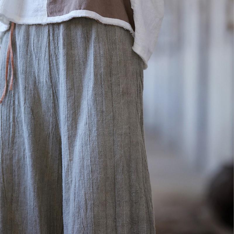 Johnature Women Straight Pants Elastic Waist Spring Vintage Tie-dye Loose Women Bandage Pants