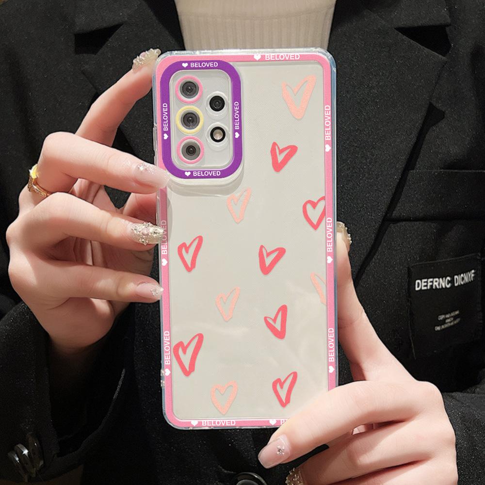Case For Samsung Galaxy S24 Ultra Funda A54 5G A53 A52 A35 A34 A33 A32 A14 A13 S23 Plus S22 S21 S20 FE Love Heart Soft Cover