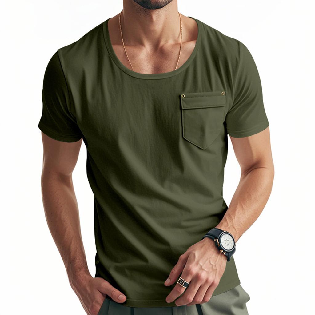 Men's Round Neck Short Sleeved Top Plus Size Casual Sports Short Sleeved Top