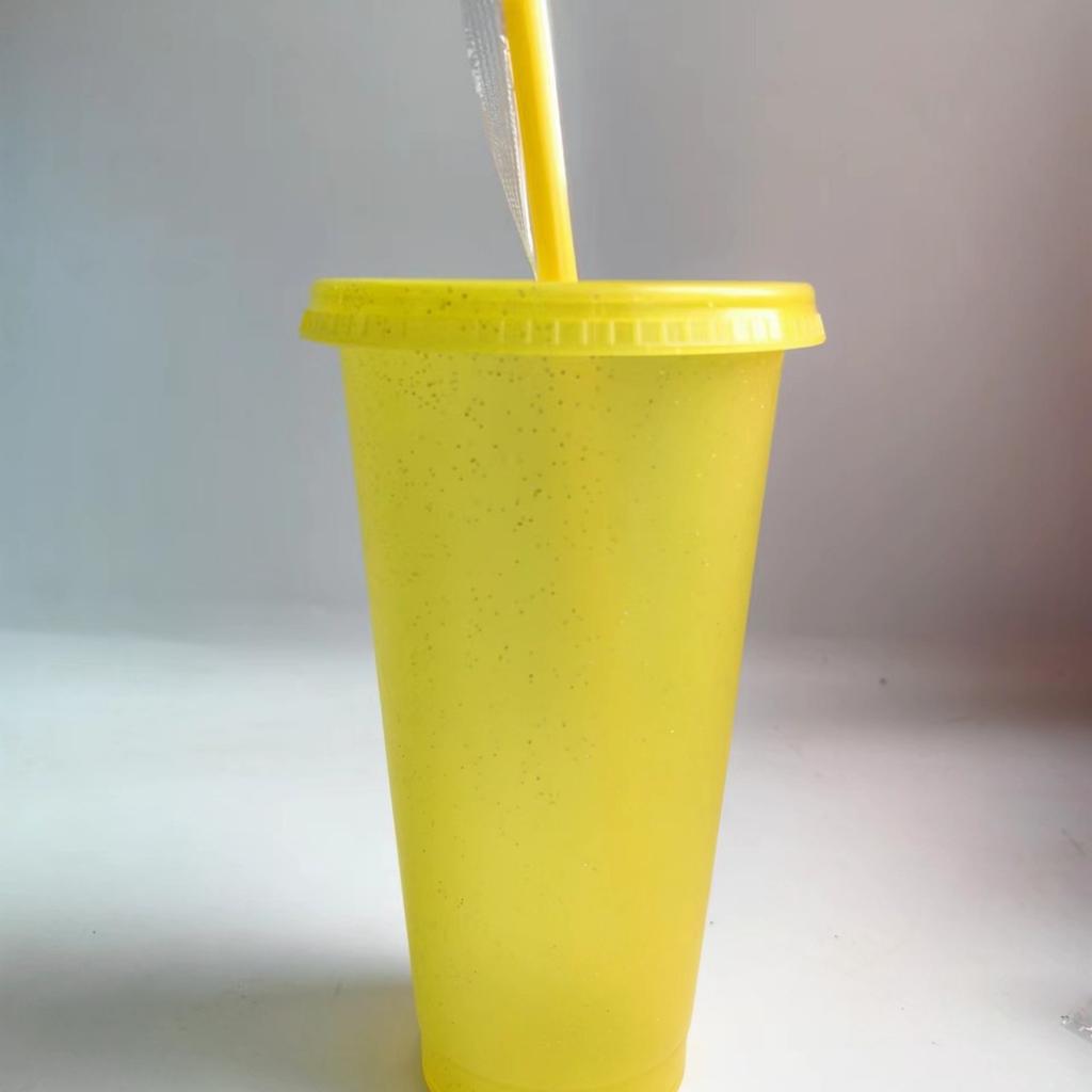 1PCS Flash Powder Tumbler with Straw Reusable Hard Plastic Cups for Party Girl BPA FREE Water Bottles Wholesale Holiday Gifts