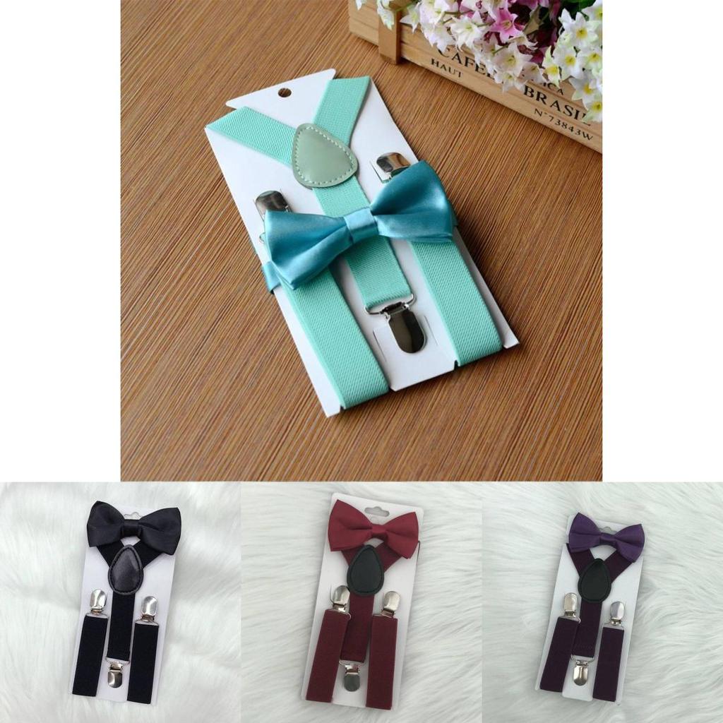 Stylish Kids Elastic Suspenders And Bow Tie Set For Boys And Girls In Multiple Colors