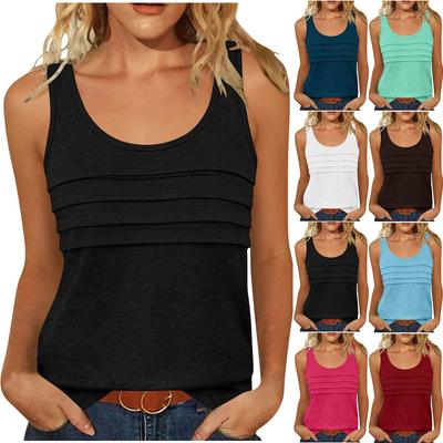 Women's Casual Tunic Tops To Wear With Leggings Sleeveless Summer Color Shirts Tanks Blouses