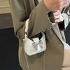 Handbag Bow Buckle PU Bag Pu Leather Women's Shoulder Bag Casual Silver Bucket Bag  Storage phone