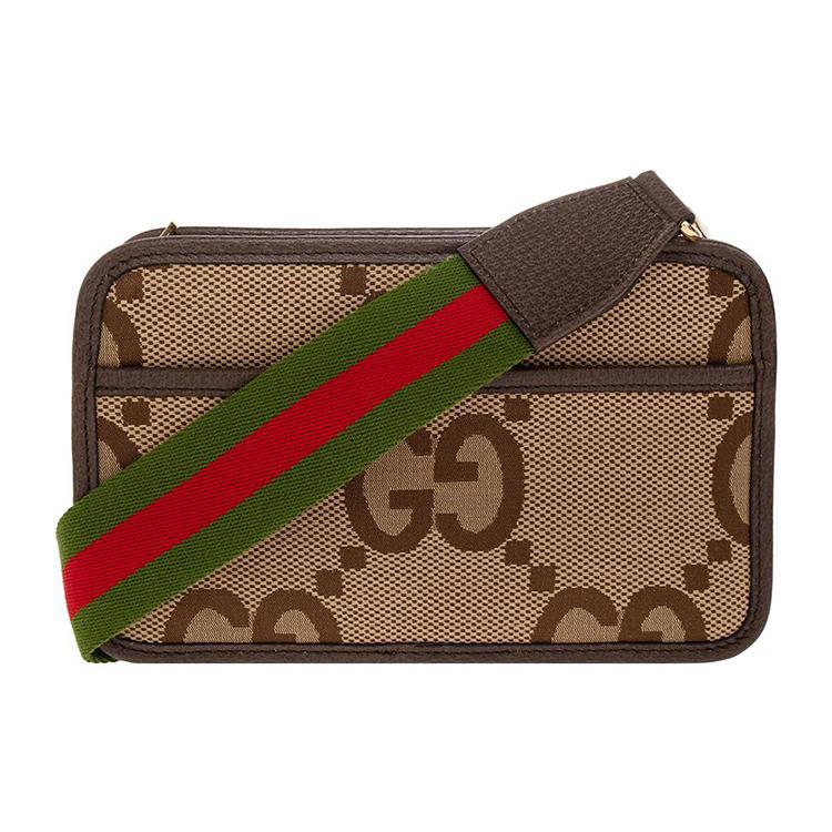Gucci Jumbo GG Canvas Shoulder Bag, Crossbody Bag Mini Mens Beige Brown
