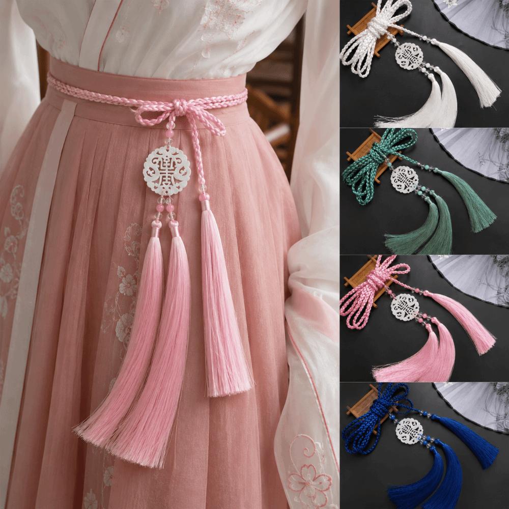 Traditional Hanfu Waist Tie Belt Chinese Style Tassel Waist Cord Braided Waist Sash  for Men Women