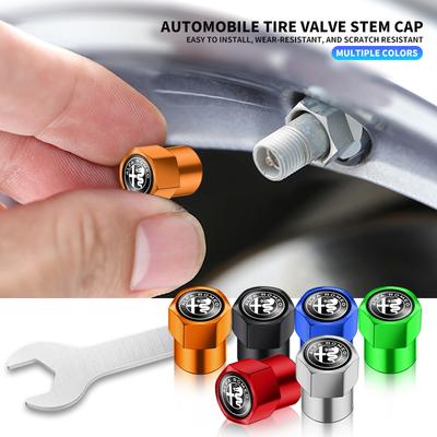 VDNQM1 4Pcs Car Wheel Tire Valve Caps Tyre Stem Cover Bolt-In Accessories For Giulia Stelvio Giulietta 159 147 156 166