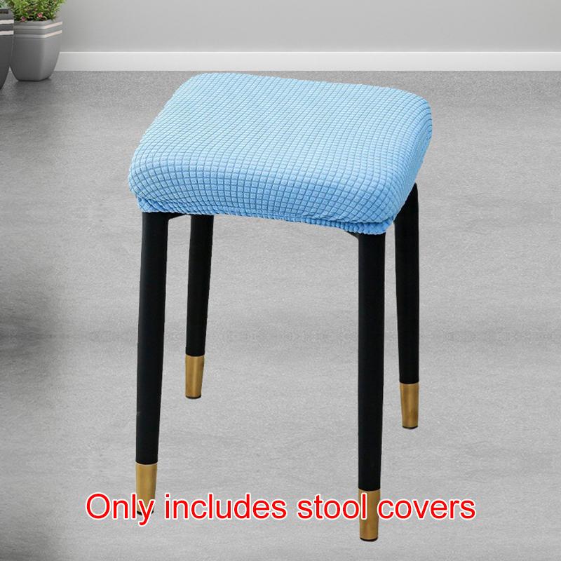 1Pc Stool Cover Dustproof Polyester Elastic Stool Chair Covers Removable Square Seat Cover Solid Color Chair Covers