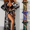 Damen Badeanzug Set Sommerurlaub Badeanzug 3-teilig Damen Bikini Cardigan Set