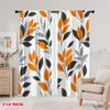 2pcs,2D Plane Printing Light Filtering Curtains Autumnal Leaves Durable 100% Polyester Fabric (without Rod) Art Deco Festive
