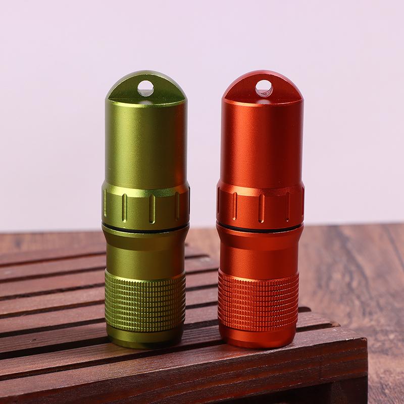 Portable Pill Case Waterproof Edc Container Capsule Airtight Aluminum Alloy Pill Bottle Keychain Travel Pill Holder Organsizer