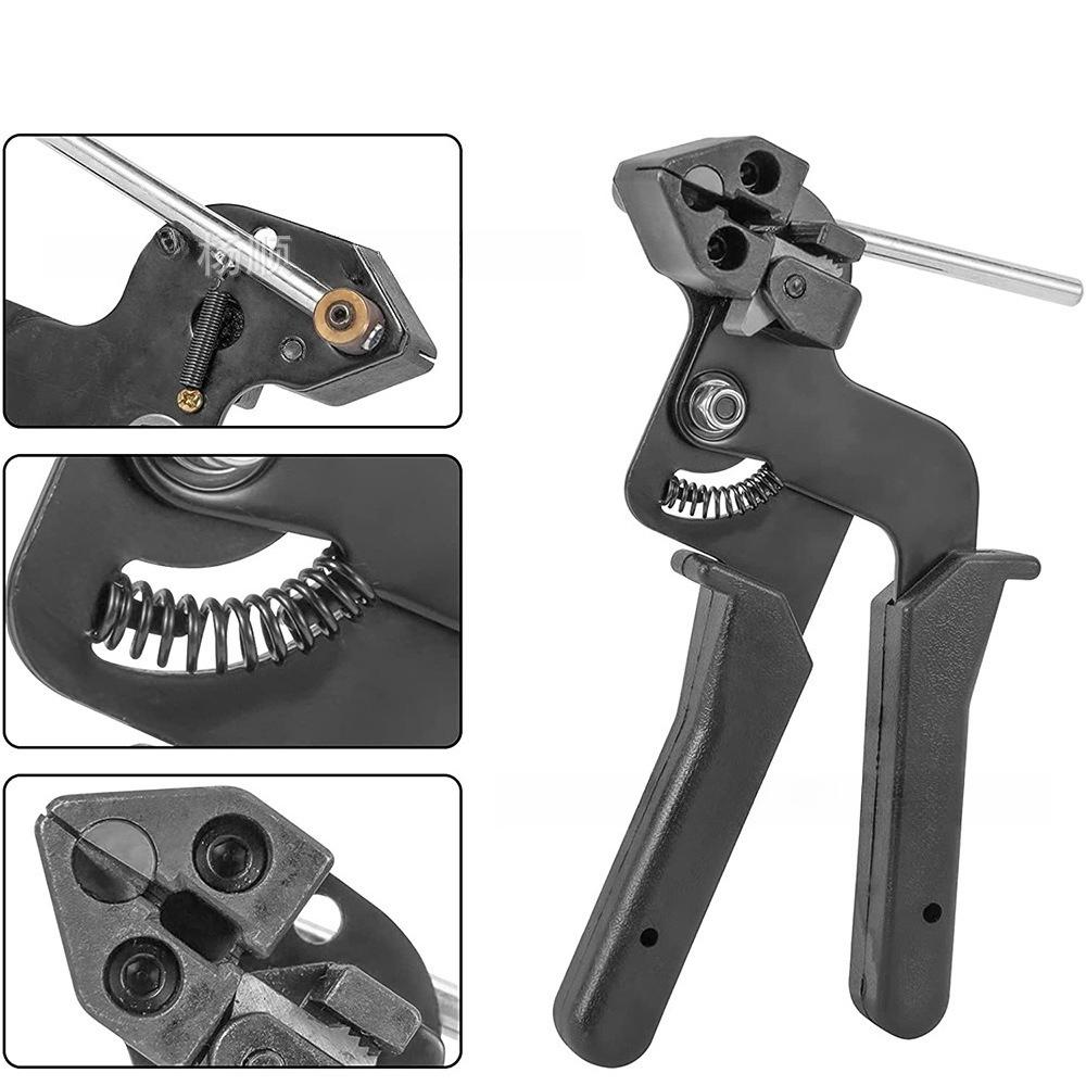 Stainless Steel Cable Tie Tensioner Gun Metal Self-Locking Strapping Tightening Plier Tool