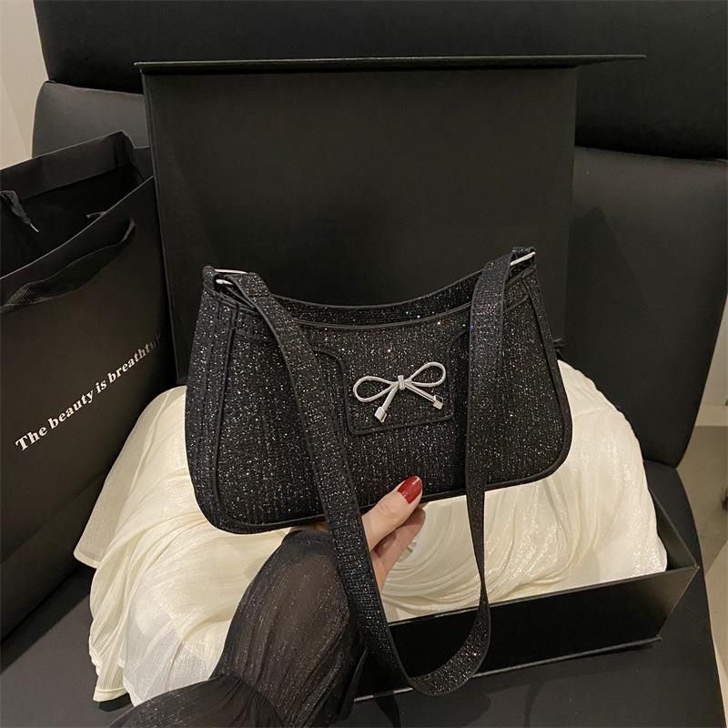 New High-end Textured Armpit Bag, Fashionable Portable Shoulder Bag, Trendy Bow, Beautiful Casual Bag