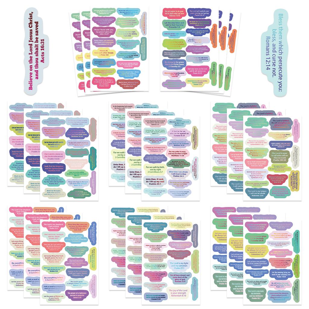 8 Cartoon Colored Script Stickers Can DIY Hand Account Small Card Mobile Phone Case Water Cup Stickers