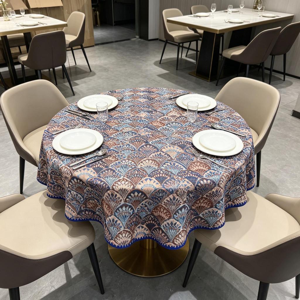 Dining Kitchen Indoor Furniture Protection Washable Fabric Round Table Cloth