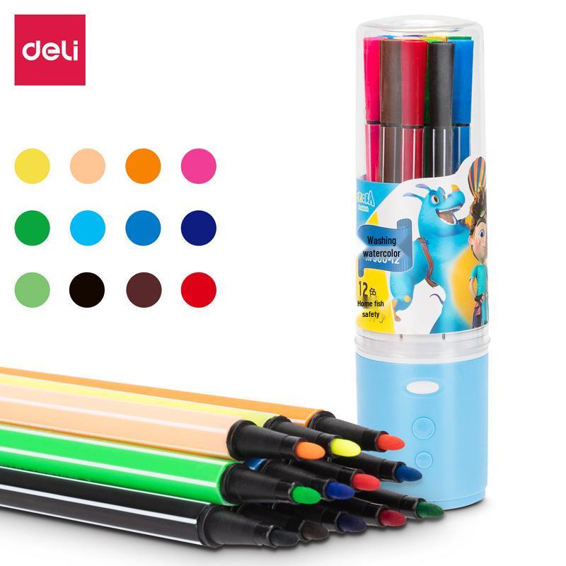 Pennarelli Lavabili per Acquerello Deli 7060 con Manico Lungo per Bambini - Disponibili in 12, 24 o 36 Colori