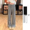 Women's Gray High Waist Petite Wide Leg Sweatpants - Slimming, Loose, Casual for Spring, Summer, and Autumn 2026