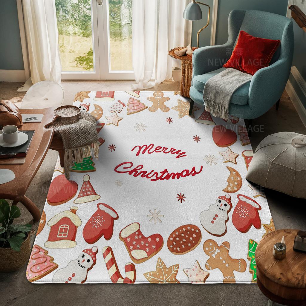House Entrance Carpet Home Door Mat Living Room Bath Foot Bathroom Non-slip Water Absorption Rugs Bath Merry Christmas Winter