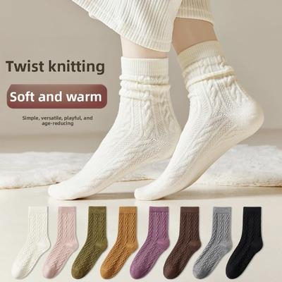 Verdickt und Warm - Kaschmir- und Wollsocken, Mädchensocken, Plüschsocken, Mittelhohe Socken, Socken für die Zeit nach der Geburt, Herbst und Winter
