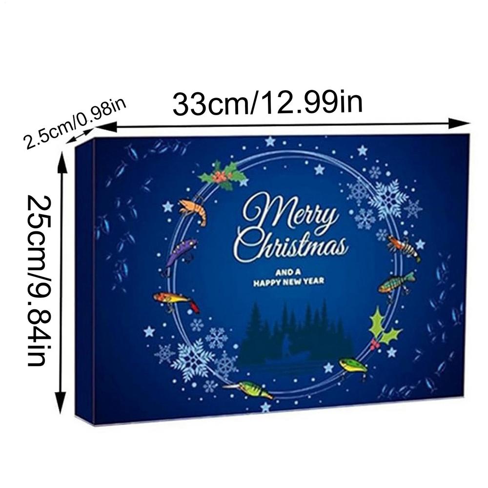 

Рибальський зворотний відлік 24 дні Календар зворотного відліку з приманками для риби Реалістичні різдвяні приманки для каяку, прибережної риболовлі, лосося, озера, сома OTHER синій