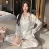 Silky Ice Silk Pajamas Women'S Spring And Autumn Cartoon Jiyika Wow Small Eight Long-Sleeved Casual Loungewear Two-Piece Set