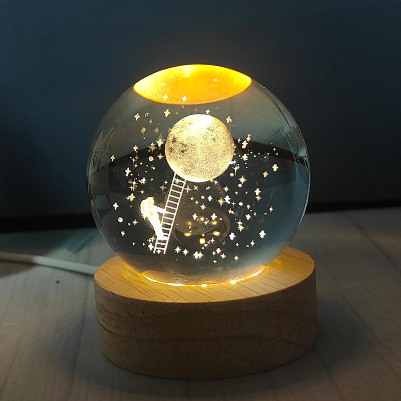 Engraved Crystal Ball Night Light Creative Birthday Gift Valentine's Day for Girls Boys Girlfriends Friends Classmates and Classmates Solar