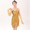 With Gloves Kids Latin Dance Dress Tassel Dance Performance Outfits  Children Girls