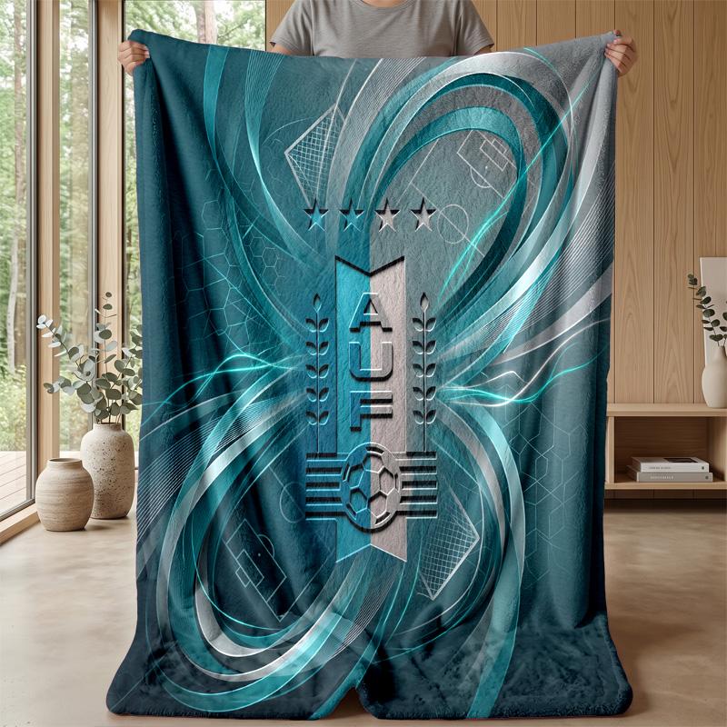 Uruguay Football Printed Flannel Blanket Skin Friendly Warm Decorative Throw for Indoor Couch Bed Daily Use