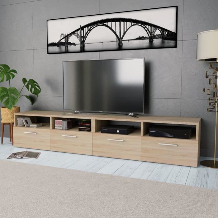 VidaXL Meuble TV 2 pcs Aggloméré 95 x 35 x 36 cm Chêne