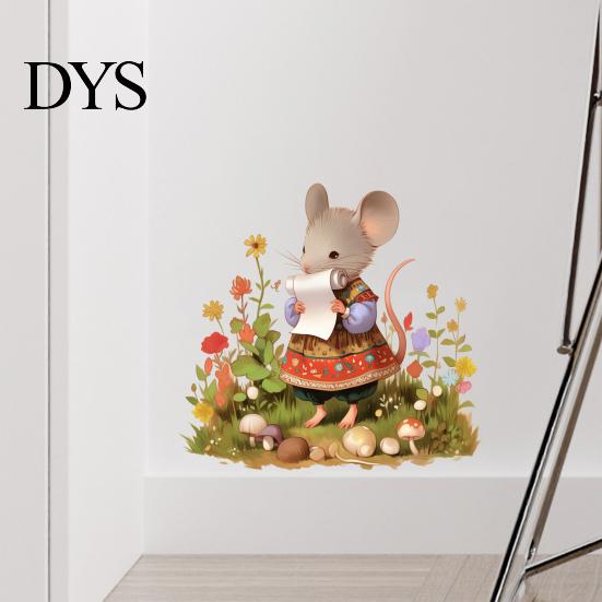 DIY Story Scene Wall Decor Cartoon Mouse Sticker, Cute Fairy Tale Decal, PVC Waterproof Decorative Gifts for Children Art Decors, Self Adhesive Mural
