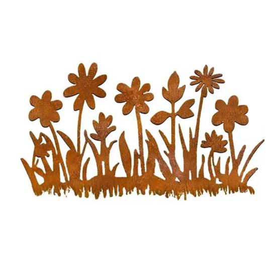 Rostige Blumenbeet-Stange Dekoration Wetterfest Innen Außen Hof Rasen Terrasse Weg Metall Blumen-Silhouette Schild Stange Ornament