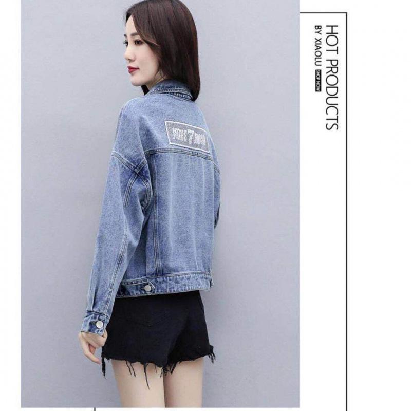 Women's Long Sleeve Loose Fit Short Denim Jacket - Korean Style for Spring/Autumn 2025