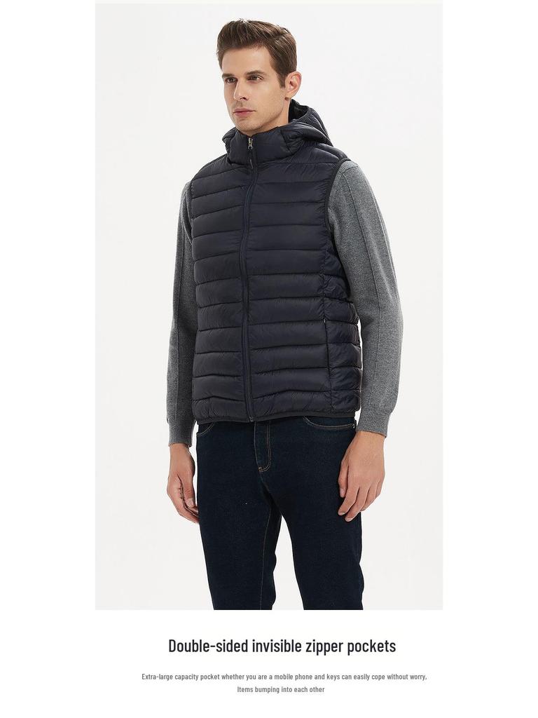 Men's Winter Hooded Down Cotton Vest Waistcoat