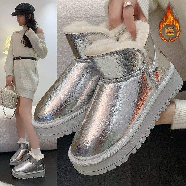 Rabbit Hairball Snow Boots Shoes Women's Winter 2025 Season New Antifreeze and Non-slip Thickened Warm Short Cotton Shoes Women