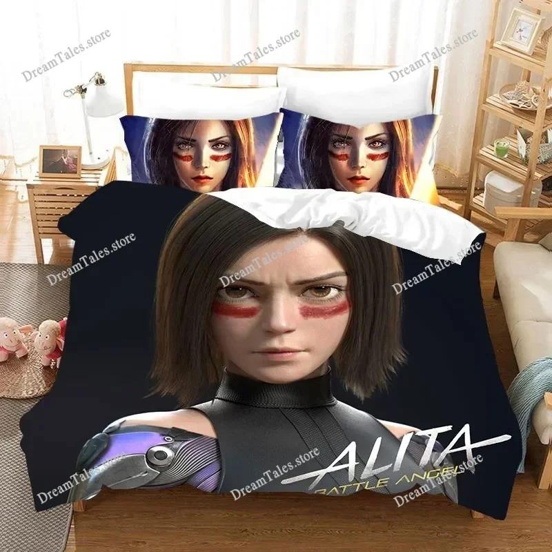 3D Print Movie ALITA Pattern Bedding Set Boys Girls Twin Queen King Size Duvet Cover Pillowcase Bed Boys Adult Home Textile