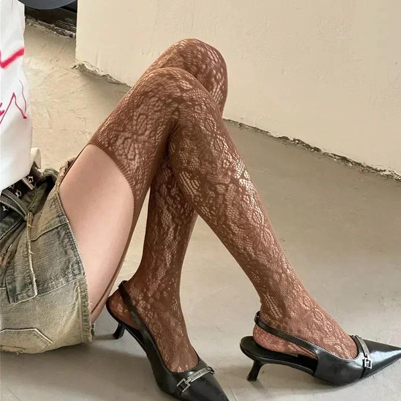 Sexy Damen Strapse Hohlstrümpfe Damen Spitze Jacquard Lange Netzstrümpfe Strümpfe Blumen Strumpfhosen Leggings Strumpfhosen