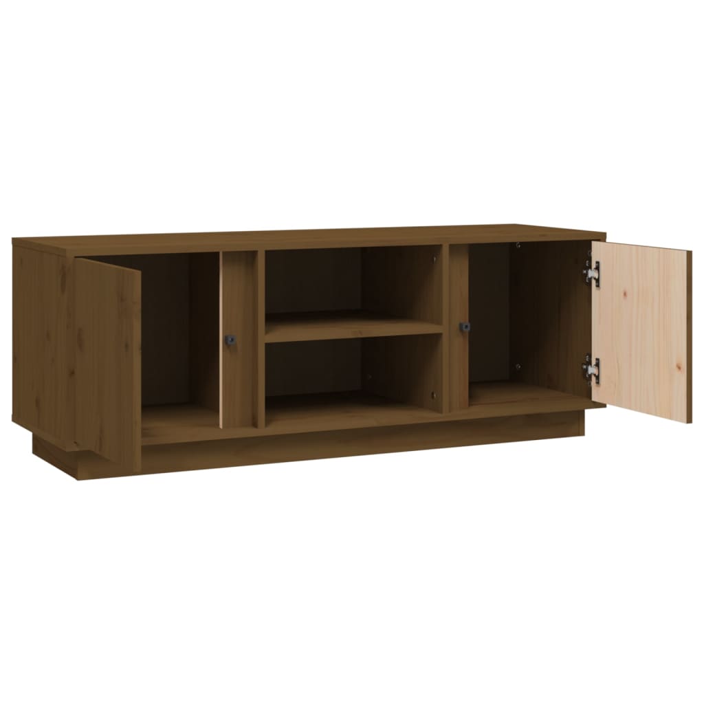 Vidaxl TV Stand, Honey Brown, 110X35X40.5Cm, Solid Pine Wood