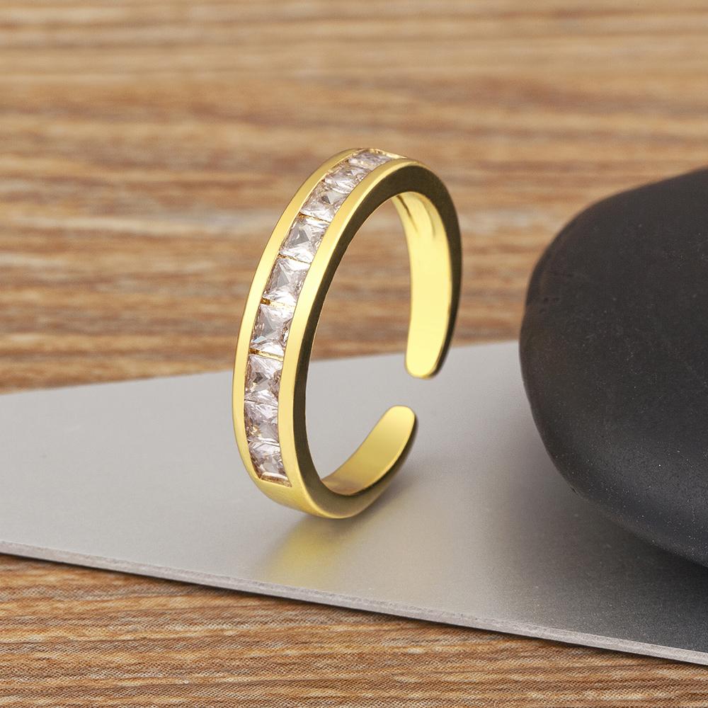 

Nidin Hot Sale Inlaid Zircon Open Rings Adjustable 2 Colors For Women Girl Anniversary Party Finger Jewelry Accessories Gifts білий