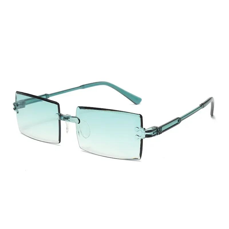 Rameless Cut Edge Square Gradient Ocean Sunglasses Retro UV Resistant Sunglasses Outdoor Travel Sunproof Ultraviolet Eyewear