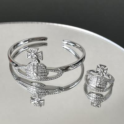Luxe Romantisch Diamant Zirconium Saturnus Open Armband Temperament Persoonlijkheid Planeet Elegante Zoete Armband