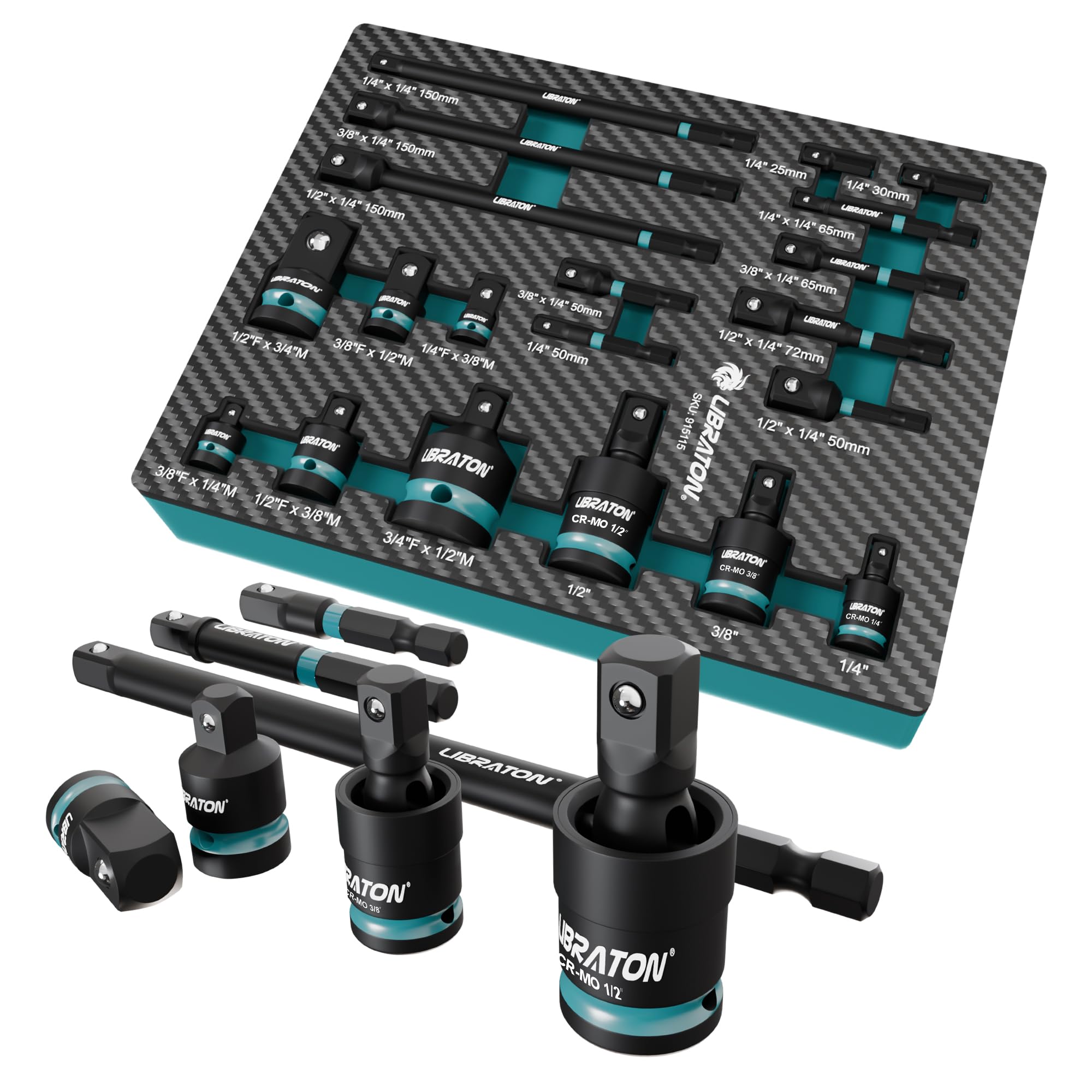 LIBRATON Набор из 20 адаптеров для головок, Универсальный шарнирный адаптер для ударного гайковерта