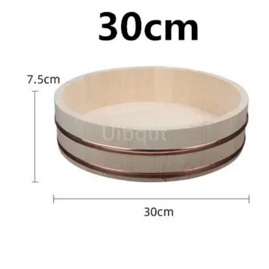 Korean Food Japanese Style Copper Edge Basin Big Bowl Bucket Cuisine Bibimbap Sashimi Sushi Wooden Barrel Mixing Rice Wood Spoon