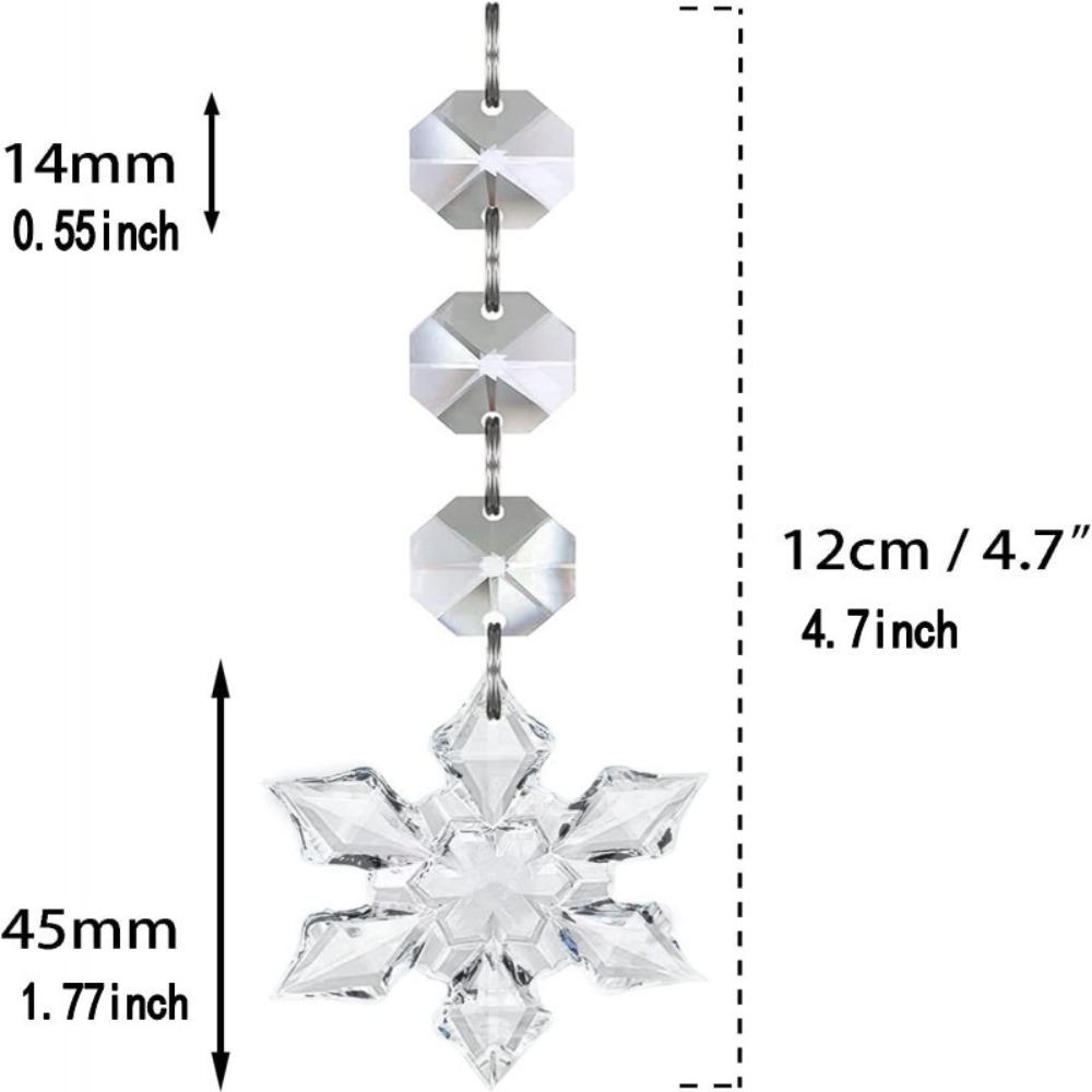 5pcs Simulate Ice Cone Acrylic Snowflake Pendant Crystal Diamond Xmas Tree Decoration Christmas