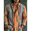 Camisa de hombre con estampado artístico 3D estilo lino retro casual manga larga solapa top moderno y cómodo nueva camisa de talla grande