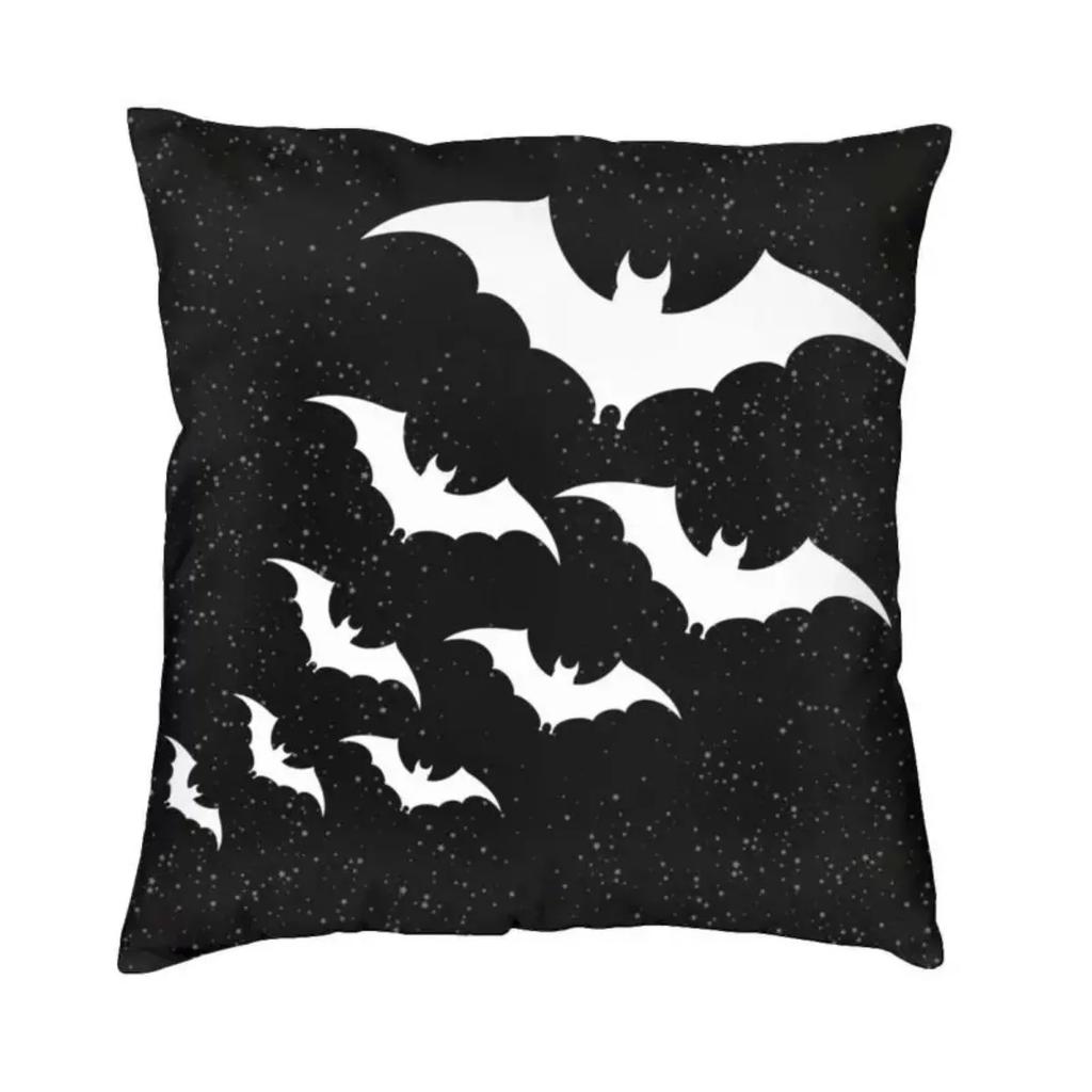 Pastel Goth Pink Black Bats Nordic Throw Pillow Cover Home Decorative Halloween Witch Chair Cushion 45x45cm Pillowcases