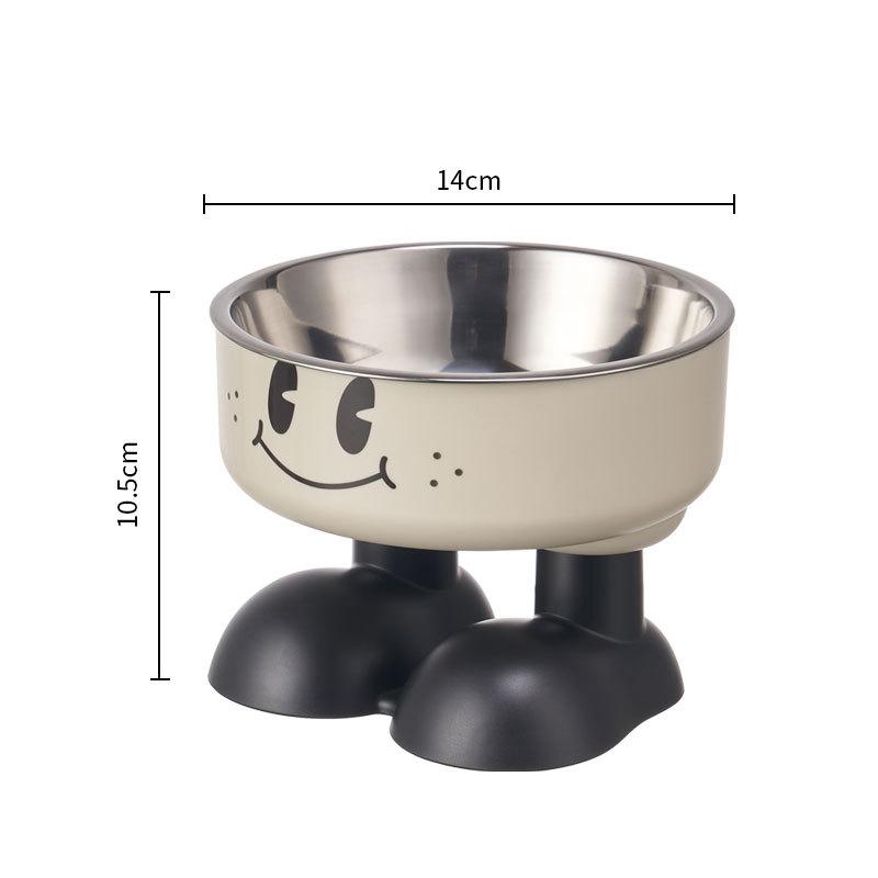 Cute Cartoon Elevated Cats Feeder Bowl Pet Neck Protection Stylish Stainless Steel Large-Capacity Anti-Choking Raised Pet Bowl