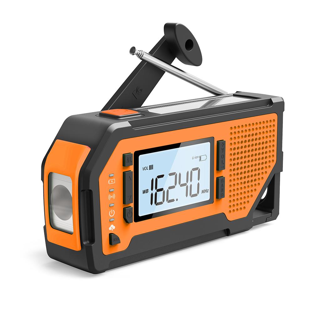 Outdoor Emergency Multifunction Radio Solar Radio Crank Generator Powered AM/FM/NOAA with LCD Screen LED Torch Power Bank SOS