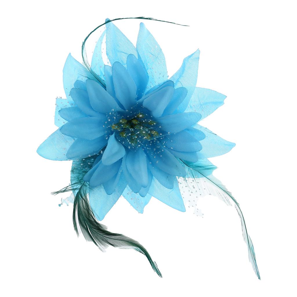 S161020 Large Lily Flower Hair Clip Feather Headpiece for Women Silk Cloth Foam Gauze Diameter 14CM