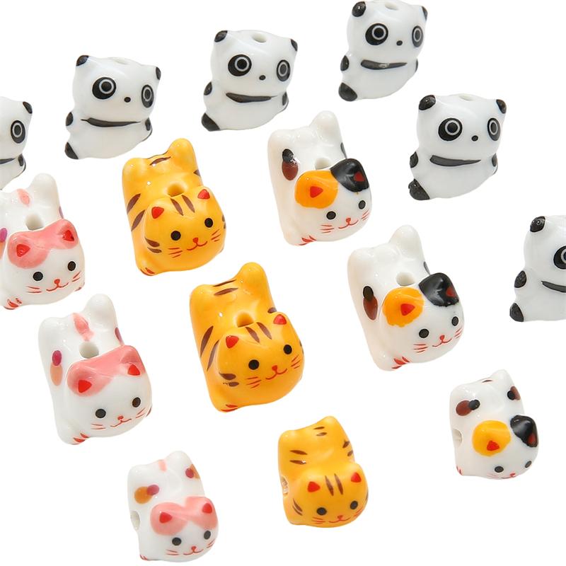 Ceramic Vertical Hole Hand-painted Beads Loose Spacer Charms for DIY Bracelet Necklace Jewelry Making Accessories